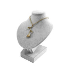 Mini Pendant Jewelry Display Stand Bust White PU Holder Black Velvet Mannequin Necklace Stand Wooden Portrait Model 12cm (Gray) - color: Gray
