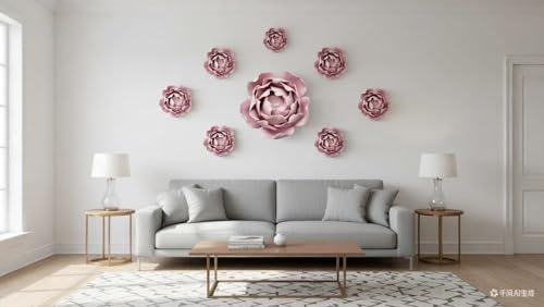 Peony Bud, 1.57" Ceramic Flower Wall Art Decor, Artificial Flower Wall Sculpture,Handmade Ceramic Flowers for Home,Hallway,Living Room, Kitchen,Bathroom (Pink) - color: Pink, Peony Bud, size: 1.57"