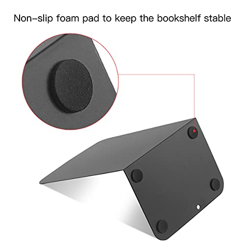 MSDADA Black Metal Bookends (8pcs, 4 pairs) for Book Shelves, Office, Heavy Books, Modern Minimalist Style - color: Black