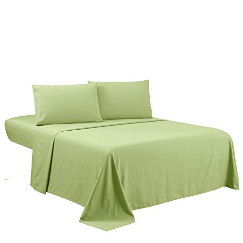 Sfoothome Queen Sheets Set - Sage Green Hotel Luxury 4-Piece Bed Set, Extra Deep Pocket, 1800 Series Bedding Set, Wrinkle & Fade Resistant, Sheet & Pillow Case Set (Queen, Sage Green) - color: Sage Green-4 Pieces, size: Queen