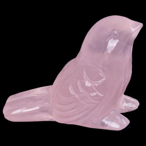 Rose Quartz Crystal Bird Carving Hand Carved Gemstone Bird Figurine 2.4 Inch Polished Animal Sculpture Healing Stone Home Office Desk Decoration Gift Collection - color: Rose Quartz Bird