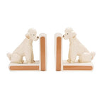 Creative Co-Op 2-Piece Hand-Painted Stoneware Vintage Poodle Bookends, White and Gold Finish