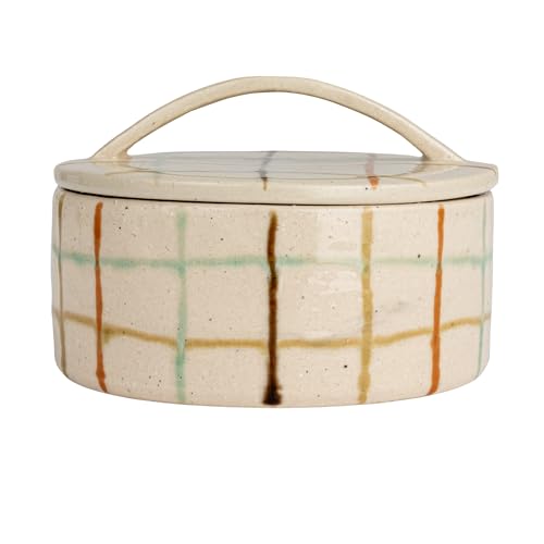 Creative Co-Op Mosaic Retreat Stoneware Dish with Lid, Multicolor - style: Dish with Lid