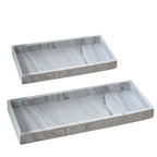 2PCS(7.87” L and 11.8” L) Silicone Soap Dispenser Tray, Kitchen soap Caddy countertop, Toilet, Tray for Scrubber, Lotion Bottles, Perfume, Jewelry, Candle, Key Trinket Ring-White Marble - color: Marble Gray（small 7.87”&large 11.8”）