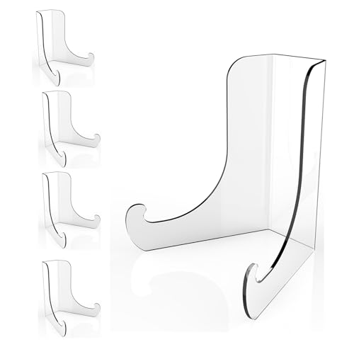 Boloyo Flat Back Acrylic Plate Display Stand , 4.5 Inch 5PC Clear Acrylic Display Holder Easel Base for Home Office Kitchen School Art Display - color: Flat Back, size: 4.5 inch(5PC)
