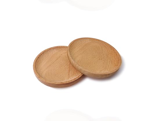 Small Mini Wooden Serving Trays 2-Pack - 4.7" Round Decorative Coasters for Drinks & Small Food - Farmhouse Kitchen Counter Decor, Coffee Table Centerpiece, Charcuterie Boards, Home Essentials - color: 4.7-round-2 Tray