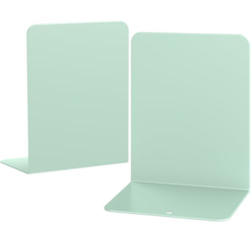 Book Ends, 2 Pieces Metal Bookend for Shelves, Bookends for Heavy Books, Book Holders for Shelves, Desk Organizers, Book Dividers for Office, School, Bookstore, Home - color: E-green-smooth Surface, size: 2 Pieces