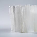Natural Selenite Candle Holder for Tea Lights Irregularly Arranged Selenite Wand Candlesticks - Elegant Home Decor (Square Candle Holder)