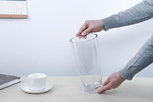 CYS EXCEL 10" Clear Glass Cylinder Vase Taper Down Flower Vase with 5" Wide Opening Elegant Centerpiece for Weddings, Events, and Home Décor - size: 10"H x 5"O x 3.5"B
