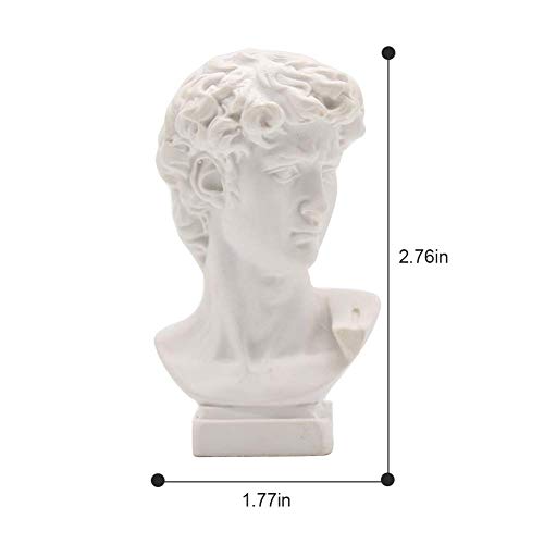 Resin Bust Statue 2.76 Inch Plaster Figurines Mini Home Decoration Sculpture White for Art Hobbyist-David - size: David