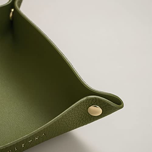 OLETHA Small Foldable Valet Tray - Aesthetic Desk Organizer for Home, Office & Travel - Portable Catch All Bowl for Keys, Jewelry & Essentials - Green - color: Green