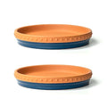 YBX 8-inch Plant Saucer Premium Terracotta Saucer Round Ceramic Plant Trays, Pack of 2 (Navy/Terracotta) - color: Navy/Terracotta