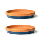 YBX 8-inch Plant Saucer Premium Terracotta Saucer Round Ceramic Plant Trays, Pack of 2 (Navy/Terracotta) - color: Navy/Terracotta