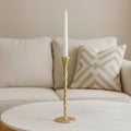 Sculpted Metal Candle Holder with Base – Abstrac Aluminum Decorative Taper Candle Holders – Metalic Office and Home Decor Accents for Living Room & Bedroom – 11", Gold - size: 11.0" H