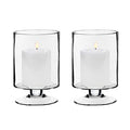 CYS EXCEL Glass Hurricane Pillar Candle Holders (H:8" W:4.75", 2 PCS) | Multiple Size Choices Short Stem Candle Jars | Stemmed Glass Cylinder Candle Vase - size: H-8" W-4.75"