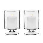 CYS EXCEL Glass Hurricane Pillar Candle Holders (H:8" W:4.75", 2 PCS) | Multiple Size Choices Short Stem Candle Jars | Stemmed Glass Cylinder Candle Vase - size: H-8" W-4.75"