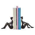 Brown Cast Iron Abstract Sitting Female Sculpture Pair Bookend Set of 2 - Tabletop Figurines for Desks, Accent Tables, or Shelves