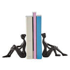 Brown Cast Iron Abstract Sitting Female Sculpture Pair Bookend Set of 2 - Tabletop Figurines for Desks, Accent Tables, or Shelves