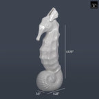Modern Small Ceramic Seahorse Figurine, Unique Cermaic Figurines, Handcrafted Decorative Gloss Finish White Sculpture for Home, Garden,Office: 5.25"x3.50"x13.75"H - size: 5.25"x3.50"x13.75"H