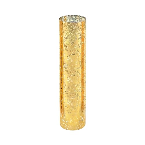 WGVI Hurricane Candle Holder Sleeve, W: 4", Ht: 16", Gold Speckled Glass Cylinder Open Both Ends, Chimney Tube Shade, 1 Piece - size: 4x16"H