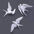3 Pcs Swallows Bird Wall Sculpture, 3D White Birds Sparrows Swallows Decor, Outdoor/Indoor Peace Peace Dove Bird Figurines for Home, Garden and Patio (White)