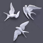 3 Pcs Swallows Bird Wall Sculpture, 3D White Birds Sparrows Swallows Decor, Outdoor/Indoor Peace Peace Dove Bird Figurines for Home, Garden and Patio (White)