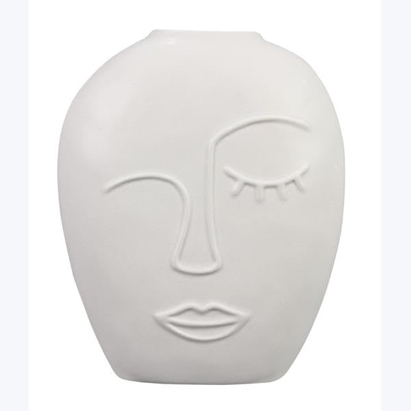 Young's Inc Ceramic Organic Modern Handmade Face Vase - color: Face Vase - White