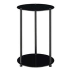 Convenience Concepts Designs2Go Classic Glass 2 Tier Round End Table 15.75" - Modern Side Table for Living Room, Tempered Glass Table with Storage Shelves for Bathroom, Bedroom, Office, Black/Black - color: Black Glass