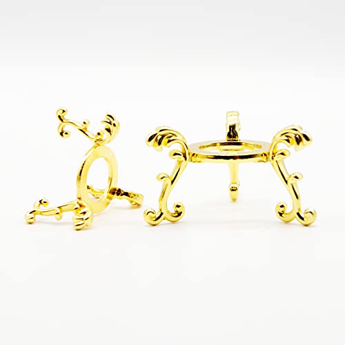 2pcs Gold-Plated Flowering Crystal Glass Ball Stand, Crystal Diamond Stand,Mini Air Plant Rack Holder Air Fern Display Stand - color: Gold_Large+Small