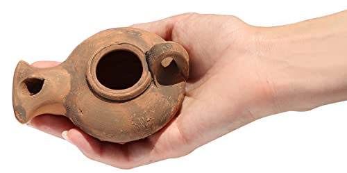 Herodian - Biblical Classic with Handle - Replica Ancient Clay Oil LAMP & Certificate of Authenticity Hanukkah-Judaica/Christian Gift - Handmade in The Holy Land - color: Herodian - Biblical Brown With Handle