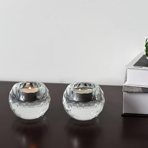 Crystal Candle Holders Set of 2, Tea Wax Ultra Elegant & Modern Centerpiece Home Décor,Wedding,Scented Candle Holder