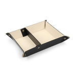 Londo Leather Tray Organizer - Practical Lightweight Water Resistant Computer Table Desk Storage Box for Wallets, Watches, Keys, Coins, Cell Phones and Office Equipment - color: Black