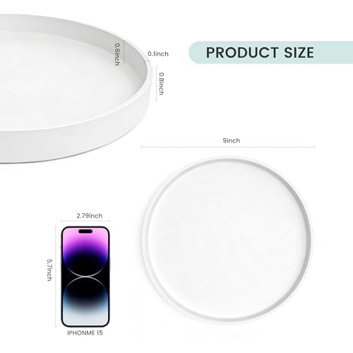 1 Pack 9" Bathroom and Vanity Tray, ABS Bathroom Counter Organizer, Coffee Table Decor for Perfume, Candles, Keys &More. Kitchen Countertop Organizer, Decorative Tray Soap Holder, White - color: White, size: 9"