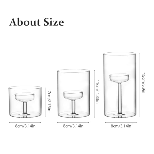 Set of 3 Cylinder Glass Decorative Hurricane Candle Holder Clear Votive Candle Holders Table Centerpieces for Dining Room Wedding Parties Home Decorations - size: Size.01