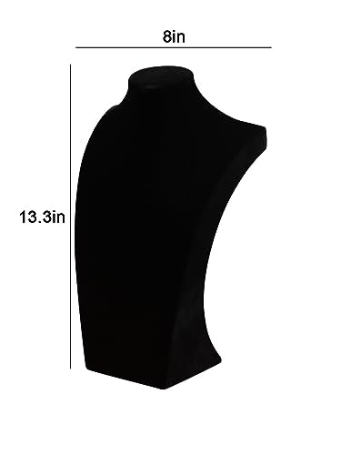 Coward 3Pcs Necklace Bust Stand Rack for Selling Show, Black Velvet Necklace Jewelry Display Holder for Jewelry Exhibition or Store Shop Show (11" Hight) - color: Black Velvet, size: 11" Hight (3pc)