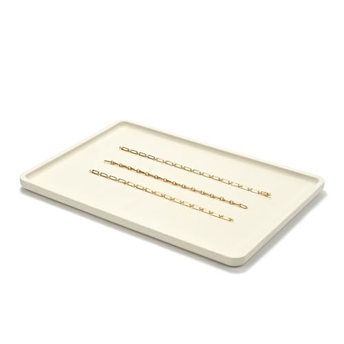 Microfiber Jewelry Trays Stackable Ring Earring Bracelet Necklace Bangle Watch Display Tray Drawer Organizer 13.77 * 9.44 * 0.59inch (White - color: Beige, size: 35*24cm Tray