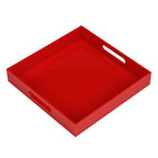 Sturdy Red Acrylic Serving Tray with Handles - 10x10Inch, Coffee/Appetizer/Butler Tray - Kitchen Countertop & Vanity Table Organizer - color: Glossy Red, size: 10" x 10" x 2"