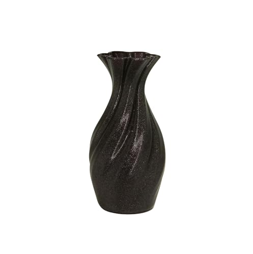 Large 8-Inch Tall Spiral Vase – Modern Waterproof Flower Vase for Centerpieces & Home Decor - 3D Printed PLA Plastic — Not Glass (Black Galaxy) - color: Black Galaxy