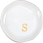 ProCase Ceramic Jewelry Tray, Initial Ring Dish Trinket Plate Engagement Gift, Small Personalized Monogram Ring Bowl for Wedding, White Decorative Jewelry Holder for Women Vanity -Letter S - style: S