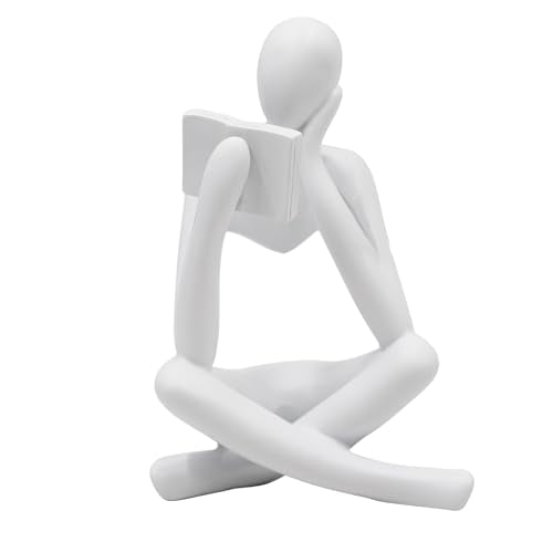 Jinkoozz Reading Women Statue, Thinker Sculptures, Abstract Art Ornament, Modern Aesthetic Figurine Decoration, Suitable for Home Living Room Bedroom Office Shelf Table Desk Bookshelf Decor - color: White Right, size: Small