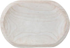 BOLTCORRSE Large Whitewashed Decorative Wood Bowl - Hand Carved Paulownia Tray for Coffee Table Centerpiece & Entryway Catchall - Organic Modern Farmhouse Decor