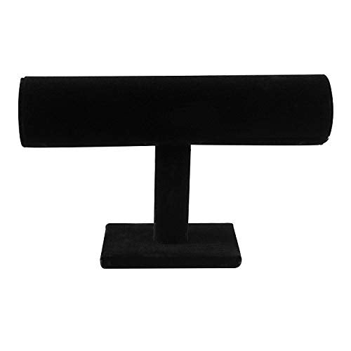 Super Z Outlet Black Velvet T-Bar Jewelry Display Stand Bracelet & Necklace Holder for Home Organization