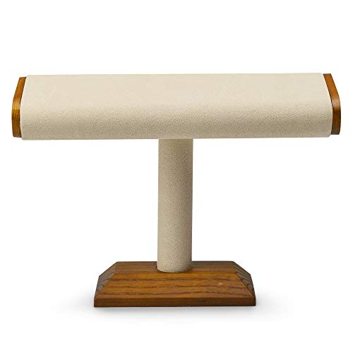 Oirlv Solid Wood T-Bar Watch Display Stand Jewelry Organizer Holder for Watch Bracelet Countertop Table Top Jewelry Tower(Creamy-white) - color: Creamy-white