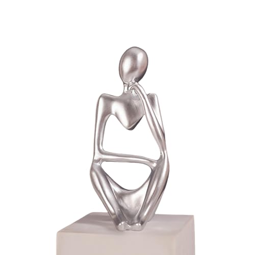 Minimalist Thinker Statue - Abstract Sculpture for Home & Office Decor | Boho Shelf & Coffee Table Accent (Righteous Reflection-Silvery) - color: Righteous Reflection-silvery