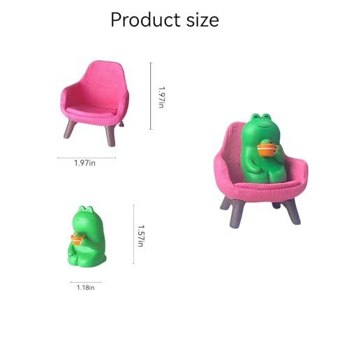 Miniature Frog Anime Figurines - Resin Desk Figurines, Cool Office Gadgets for Desk, Fun Desk trinkets Gift for Frog Lover（Pink Sofa） - size: 01-frog-sofa-pink