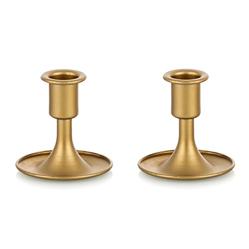 Candlestick Holders Taper Candle Holders, Romadedi Gold Candle Stick Candle Holder for Table Centerpiece, Wedding Reception, Festive Christmas Mantel Decoration or Home Decor, Set of 2 - color: Gold, size: 2 pcs