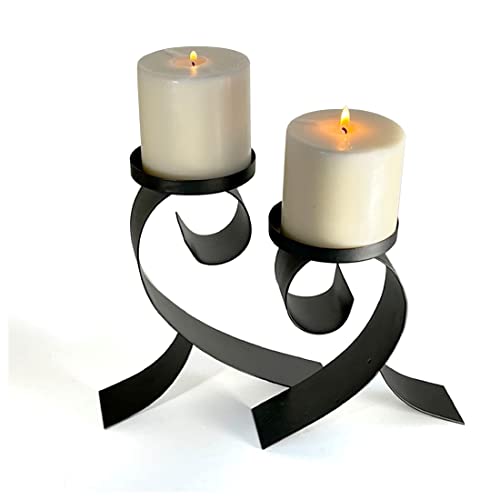 Lily’s Home Contemporary Scrollwork Pillar Candle Holders, Steel, Black Iron Candle Stands, Set of Two. Candles NOT Included - color: Contemporary Scrollwork