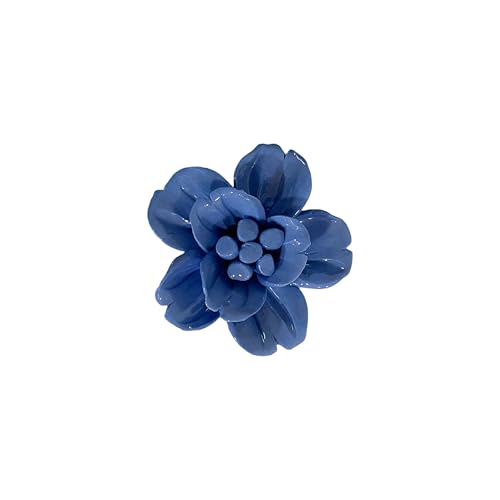 AMERRY Snow Lotus,2.76" Ceramic Flower Wall Art, Artificial 3D Flower Wall Art, Handmade 3D Wall Art Hanging Sculpture, Porcelain Flower Wall Decoration for Home Office Decor (Dark Blue) - color: Dark Blue,Snow Lotus,2.76"