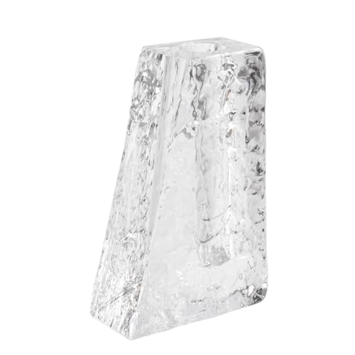 Crystal Flower Vase with Glacial Texture,Heavy Duty Large Clear Vase for Dining Table Kitchen Office Home Shelf Display Wedding Living Room Centerpieces - color: M-cv266a-m