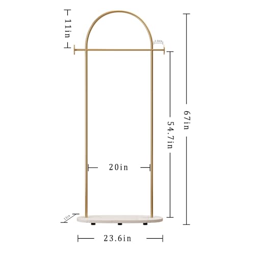 Gold Clothing Rack with Marble Base, Modern Gold Coat Racks Freestanding with 2 Hooks, Heavy Duty Clothes Rack, Coat Rack Stand for Entryway, Bedroom, Living Room, Boutiques - style: Coat-23.6''W